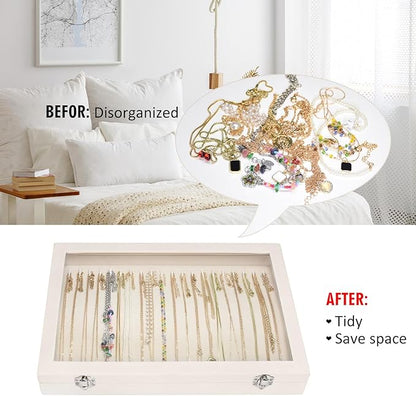 Velvet Necklace Display Jewelry Tray 20 Hook Necklace Tray Necklace Pendant Jewelry Tray for Women and Girls