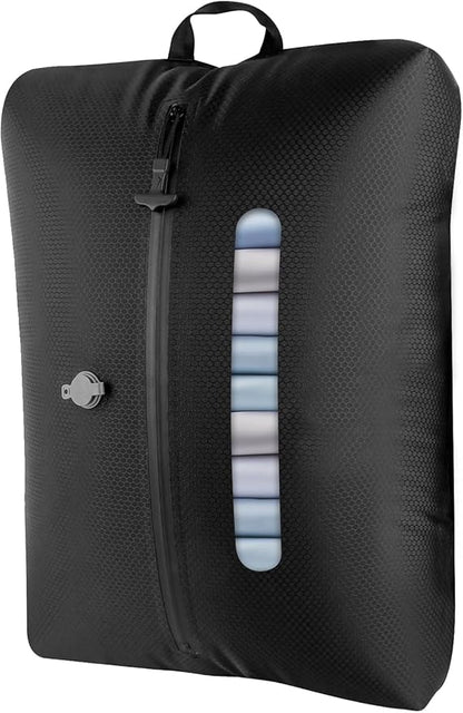 2026 Airless Vacuum Kit Travel with See-Through Window & 5KPa Pump Space Saver Vacuum Seal Bags for Clothing Travel IP67 Reusable Packing Organizers for Luggage, Backpack, Suitcase Black 1PC+No Pump