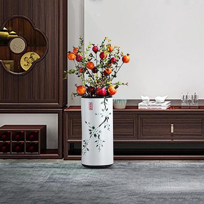 Umbrella Stand Painted Porcelain Handmade Living Room Floor-Standing Cane,Vintage Ceramics Decorative Flower Vases for Home Office Entrance(Black)