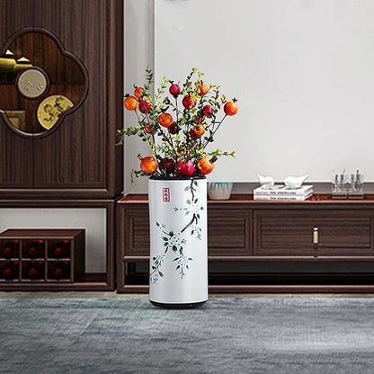 Umbrella Stand Painted Porcelain Handmade Living Room Floor-Standing Cane,Vintage Ceramics Decorative Flower Vases for Home Office Entrance(Black)