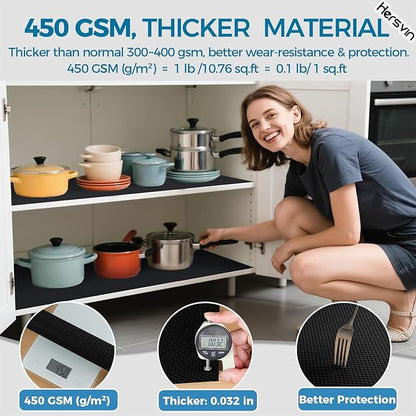 Hersvin Shelf Liners, 20 in x 20 ft Kitchen Drawer Mats, Non-Adhesive EVA Cupboard Protector, Cabinet Lining (Black Dot)