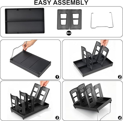 Cup Holder, Adjustable Cup and Lid Organizer Dispenser with Coffee Pod & Straw Storage | Unbreakable Metal Holder for Coffee Station, Bar Countertop, Office Breakroom, Kitchen