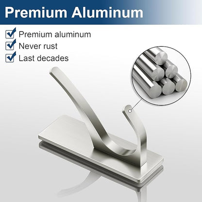 Josmimic 10 Pack Self Adhesive Towel Hooks: Extra Strong 13LB, Stainless Hook for Hanging Loofah, Towels, Coat, Bath Robe Bathroom Shower, Brushed Nickel