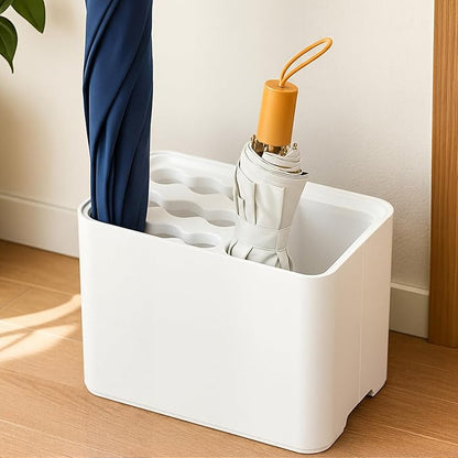 Can Store 15 Umbrella Holder for Entryway Corner with Drip Tray, Umbrellas Stand Rack Space Saving Storage Organizer, Compact Umbrella Holder Indoor for Home Office Decor (White)