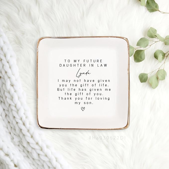 Daughter In Law Gift, Line Square Ring Dish, Jewelry Dish, Jewelry Storage, Mother’s Day gift, Gift for Future Daughter in Law, Bonus Daughter Gift, Future Daughter Gift From Mother In Law