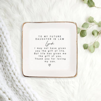 Daughter In Law Gift, Line Square Ring Dish, Jewelry Dish, Jewelry Storage, Mother’s Day gift, Gift for Future Daughter in Law, Bonus Daughter Gift, Future Daughter Gift From Mother In Law