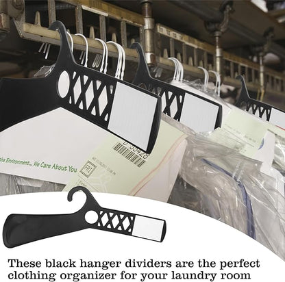 50 Pcs Large Closet Dividers and 100 Pcs White Blank Cards 18 Inch Clothing Rack Size Dividers for Hanging Clothes, Black Garment Rack Tag for Clothes Organization