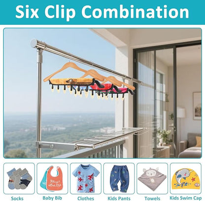 TamBee Travel Hanger Clips, Cruise Ship Essentials Portable Folding Clothes Hanger Clips Towel Drying Rack Sock Dock Swimsuit Drying Rack Hanger with 6 Clips Pack of 3 (Animals)
