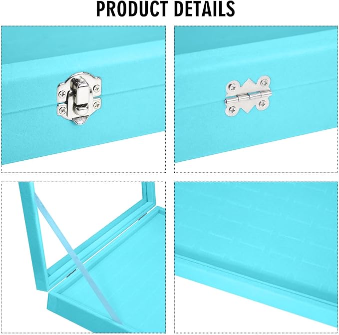 Rings Organizer Tray 100 Slot Velvet Ring Earring Storage Box TranSparent Cover Jewelry Store Ring Display Box Jewelry Display Cabinet for Girl Wife Mother