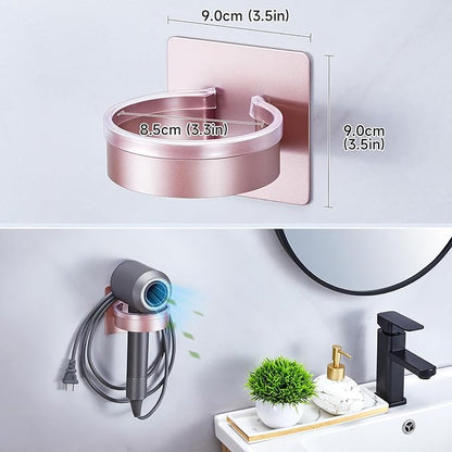 Oukimly Hair Dryer Holder Wall Mounted, Blow Dryer Holder, Hair Tool Organizer for Hair Dryer Storage Hanger, Adhesive Hairdryer Holder for Bathroom Barber Shop (Rose Gold)