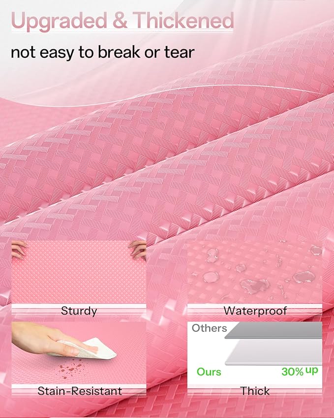 Shelf and Drawer Liner for Kitchen Cabinet, Non-Adhesive 18in x 240in Waterproof Contact Paper Refrigerator Liners Thickened Durable EVA Material Non Slip Mat for Dresser Cupboard Pantry Protector