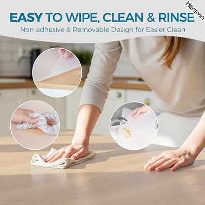 Hersvin Shelf Liners, 20in x 20ft Kitchen Drawer Mats, Non-Adhesive EVA Cupboard Protector, Cabinet Lining, Refrigerator Liner (Clear Dot)
