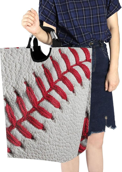 Laundry Hamper Basket Baseball Close-up White Storage Basket Collapsible Laundry Bag with Handle Nursery Hamper Blanket Basket for Kids Room Dirty Cloth College Dorm
