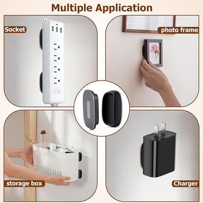 4 Pack Magnetic Remote Control Holder Wall Mount, No Drill Self-Adhesive Organizer TV Remote Holder, Black Organizer Storage Wall Holder for Tv, Fan, Air Conditioner, Bed