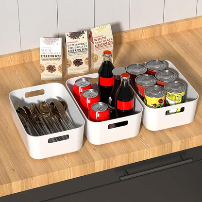 Sadstory Plastic Pantry Organizing Bins, Open Home Organizer Baskets, 12 Packs