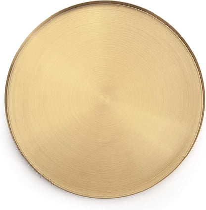 IVAILEX Gold Stainless Steel Round Jewelry and Make up Organiser/Candle Plate Decorative Tray (12.6 inches)