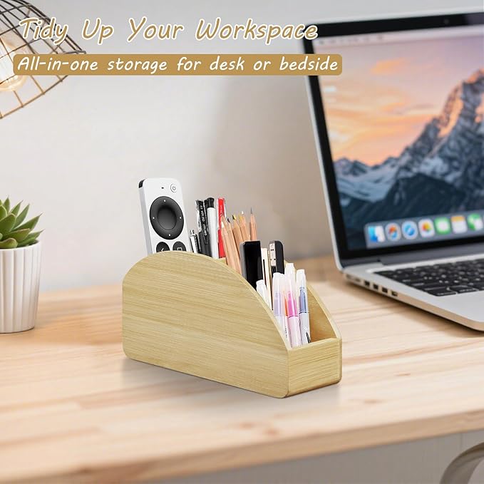 BIBELUN TV Remote Control Holder with 5 Compartments, Bedside Table Remote Caddy, Desktop Storage Box Organizer/Tray to Store Pen, Controllers, Media Player, Cosmetics, Office Supplies, Home Décor