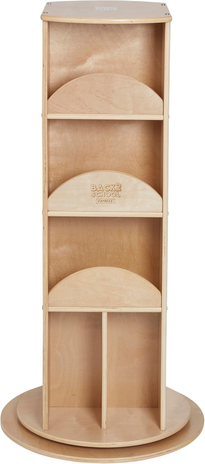 Rotating Dress-Up Organizer with Mirror, Clothes Rack, Natural
