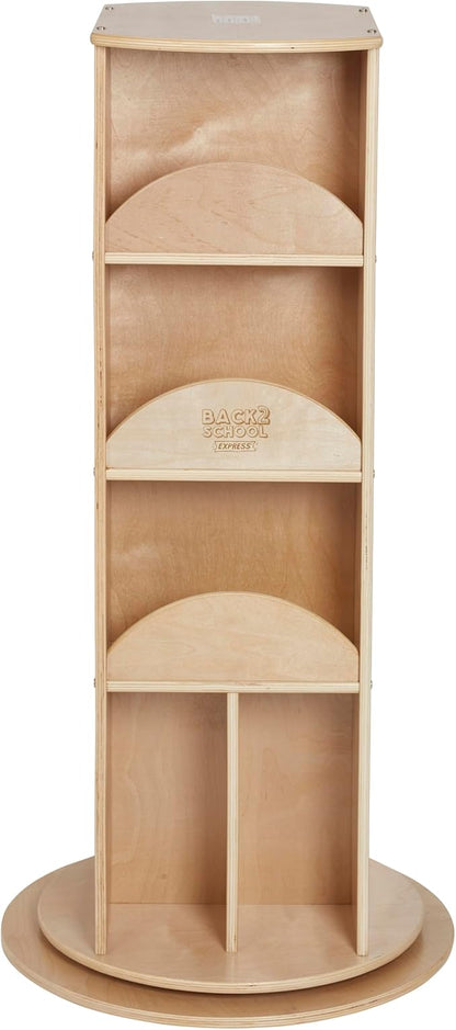 Rotating Dress-Up Organizer with Mirror, Clothes Rack, Natural