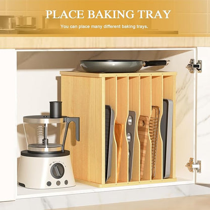 sandpaint 7 Tier Large Size Wooden Tray Dividers for Cabinet, Kitchen Cabinet Tray Divider for Pans, Storing pans, Baking trays, Cutting Board