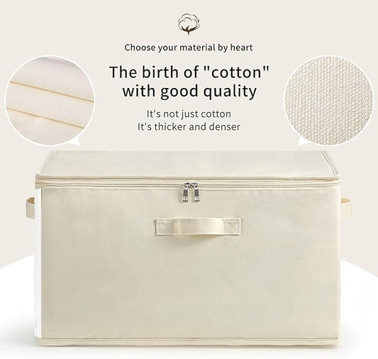 6-Pack Large Canvas Comforter Storage Bags Closet Organizer for Clothes Sweater Clothes Organizer with Dual Zipper Three Carrying Handles for Blanket Closet Storage Container