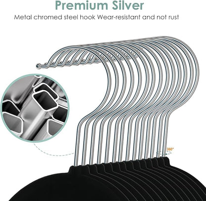 Velvet Hangers Space Saving Non Slip Pant Velvet Hangers, DUDUCOFU 4 Pack Black Multi Layer Clothes Hangers Closet Organizer for Pants Trousers Scarf