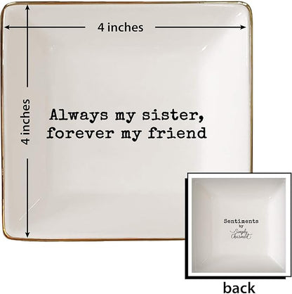 Simply Charmed Sister Gift | Christmas Gift for Sister | Jewelry Ring Holder | Elegant Trinket Tray Organizer Dish
