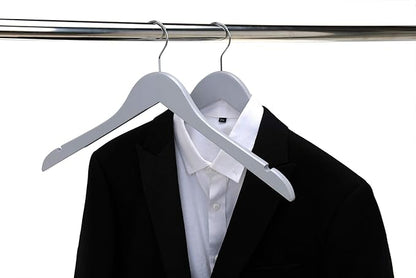 Quality Semi Curved Grey Wooden Suit Hangers, 80-Pack Smooth Finish Solid Wood Coat Hanger with Swivel Hook, Jacket, Pant, Dress Clothes Hangers Gray, 80