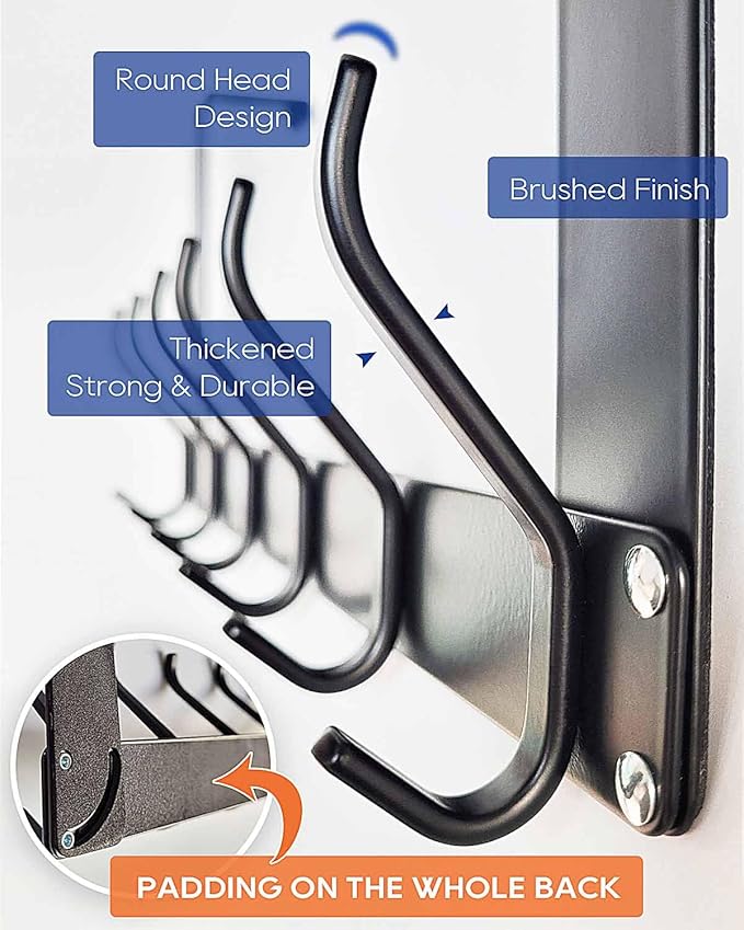 KEOAMG 2Pack Foldable Over The Door Hanger, No Assembly Required Door Hanger Hook, Sturdy Over The Door Coat Rack, Over The Door Hooks for Hanging Clothes, Towels, Hats, Matte Black