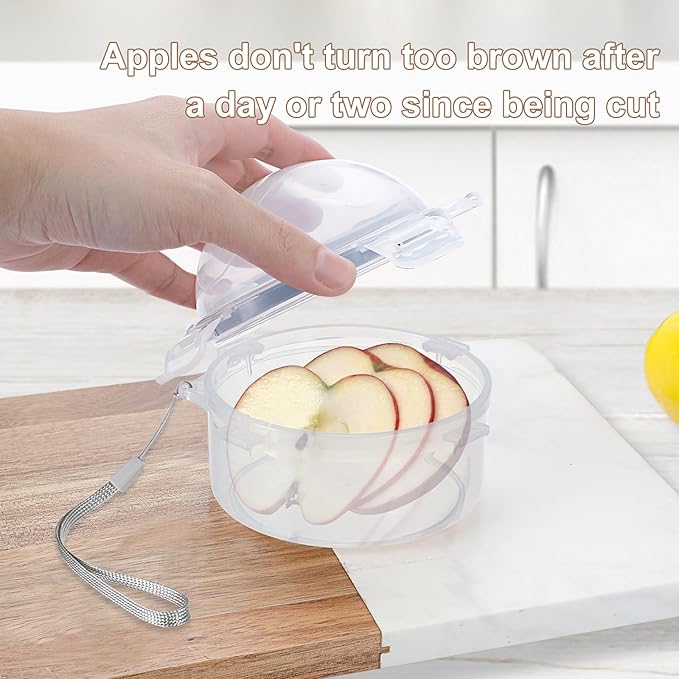 JUXYES 4 PCS Small Fruit and Vegetable Storage Container With Lid, Plastic Onion Storage Keeper Container for Fridge, Portable Fruit And Vegetable Saver Storage Container for Onion Tomato Lemon Apple