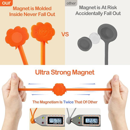 SOOOEC Magnetic Cable Ties, 8 Pack 7.2" Magnetic Twist ties Cute Cloud Design, Silicone Zip Ties with Strong Magnet for Bundling and Organizing, Fridge Magnets, Assorted Colors.
