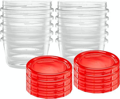 ELEGANT DISPOSABLES (16 Ounce 10 Pack) Twist cap Containers Clear Bottom With Red Top Screw on Lids Twist Top Food Storage Freezer Containers