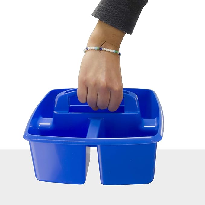 Storex Classroom Caddy, 9.25 x 9.25 x 5.25 Inches, Assorted Colors, Color Assortment Will Vary, Case of 6 (00940U06C), Small Caddy