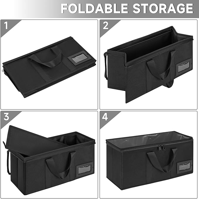 DVD Storage Case 2 Pack, Each Holds 25 DVDs (50 Total), 15.5" x 5.7" x 8", Portable Organizer Bag with Clear Cover, Zipper & Handles, Black