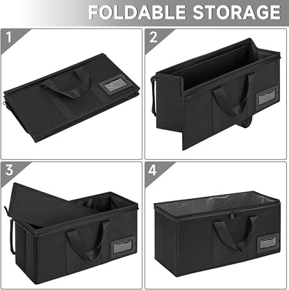 DVD Storage Case 2 Pack, Each Holds 25 DVDs (50 Total), 15.5" x 5.7" x 8", Portable Organizer Bag with Clear Cover, Zipper & Handles, Black