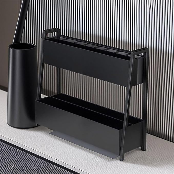 Large Capacity Umbrella Stand Rack For Entryway Commercial Umbrella Stand Metal Square Umbrella Rack Organizer Free Standing Umbrella Holder Bin No Installation Required For Home Hotel Office(Black,68