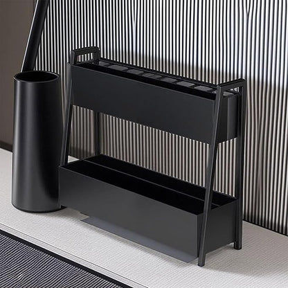 Large Capacity Umbrella Stand Rack For Entryway Commercial Umbrella Stand Metal Square Umbrella Rack Organizer Free Standing Umbrella Holder Bin No Installation Required For Home Hotel Office(Black,68