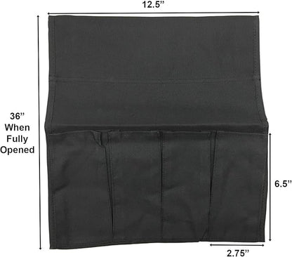 Huji Sofa Chair Armrest Bedside Caddy with Four Pocket Organizer for Remotes and One Hidden Pocket for Books and Magazines - 37” L x 12.50” W (1)
