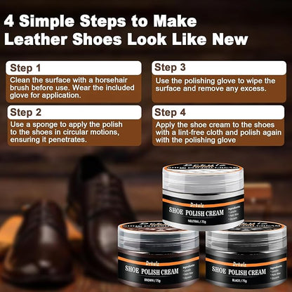 15Pcs Shoe Care Kit with Men & Women, Shoe Polish Brush Black Brown Neutral Oil Gentle Care for Shoes, Leather Boots Care, Shoe Cleaning Kit for Shine