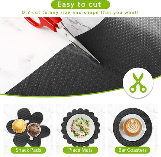 HooTown Shelf Liner Kitchen Cabinet Drawer Mats 11.8 Inch Wide x 32.8 Feet Long, Non Adhesive EVA Rubber Washable Waterproof Pantry Closet, Cupboard, Drawer Organizer Mat, Black