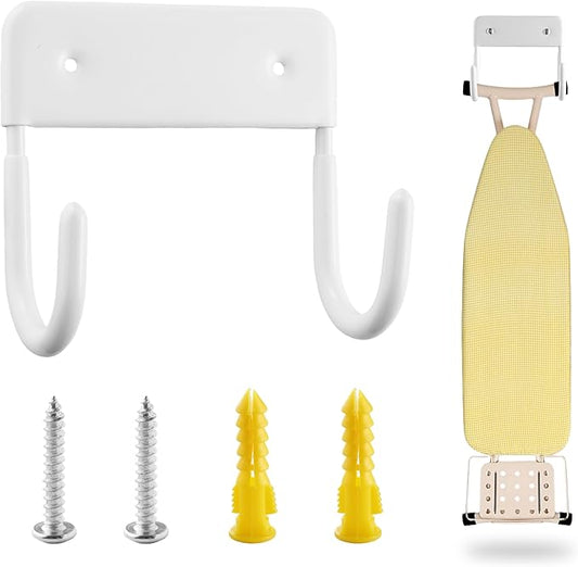 Ironing Board Holder, Sturdy and Space-Saving Ironing Board Hanger Wall Mount Suit for Most Iron Board and Step Ladder in Laundry Room, Garage and Storage Room