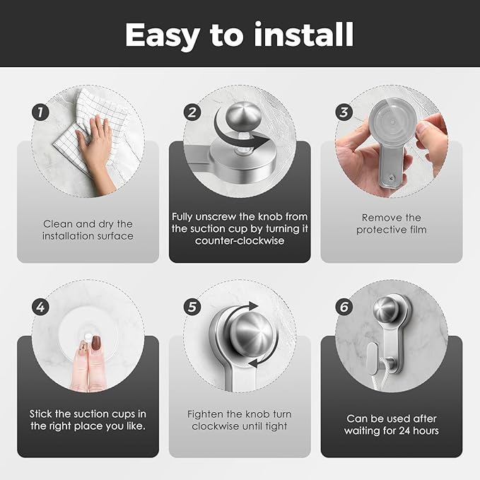 WingWider Shower Hooks for Inside Shower,No-Drill Removable&Reusable Towel Hooks for Bathroom,Heavy Duty Suction Cup Hooks for Glass Window,2 Pack(Silver)