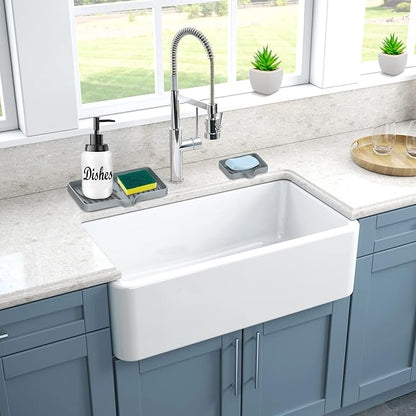 Kitchen Sink Tray,Self Draining Kitchen Soap Tray Soap Holder Silicone Sponge Holder for Kitchen Sink,Kitchen Bathroom Sink Caddy Sink Organizer for Sponge,Soap Dispenser,Dish Scrubber,Palm Brush