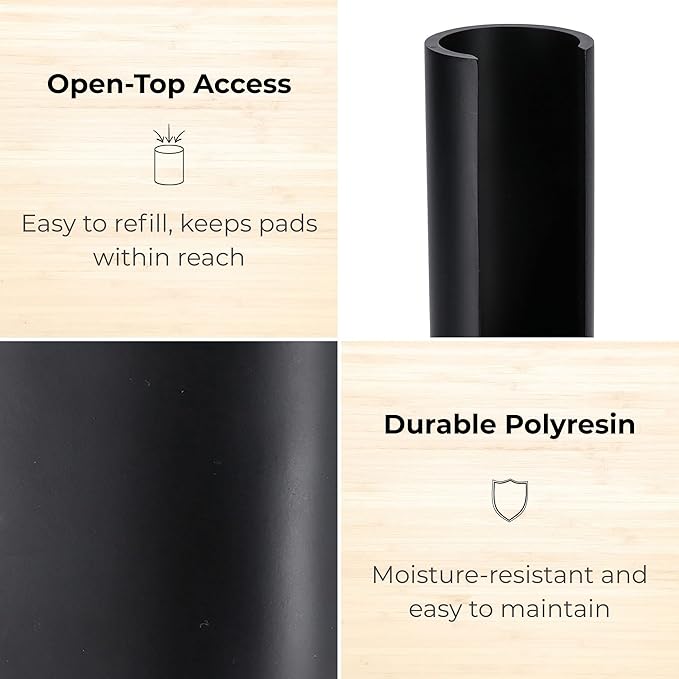 EVIDECO French Home Goods Minimalist Black Cotton Pad Holder - Bathroom Vanity Organizer for Makeup Rounds - Japandi Collection