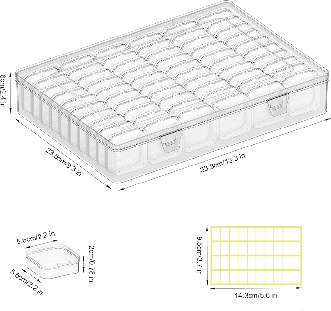Bead Organizer Box,61pcs Clear Plastic Storage Containers Set, Clear Large Capacity Small Bead Organizers and Storage Plastic Cases with Labels, for Jewelry, Crafts, Diamonds Storage