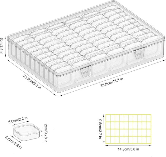 Bead Organizer Box,61pcs Clear Plastic Storage Containers Set, Clear Large Capacity Small Bead Organizers and Storage Plastic Cases with Labels, for Jewelry, Crafts, Diamonds Storage