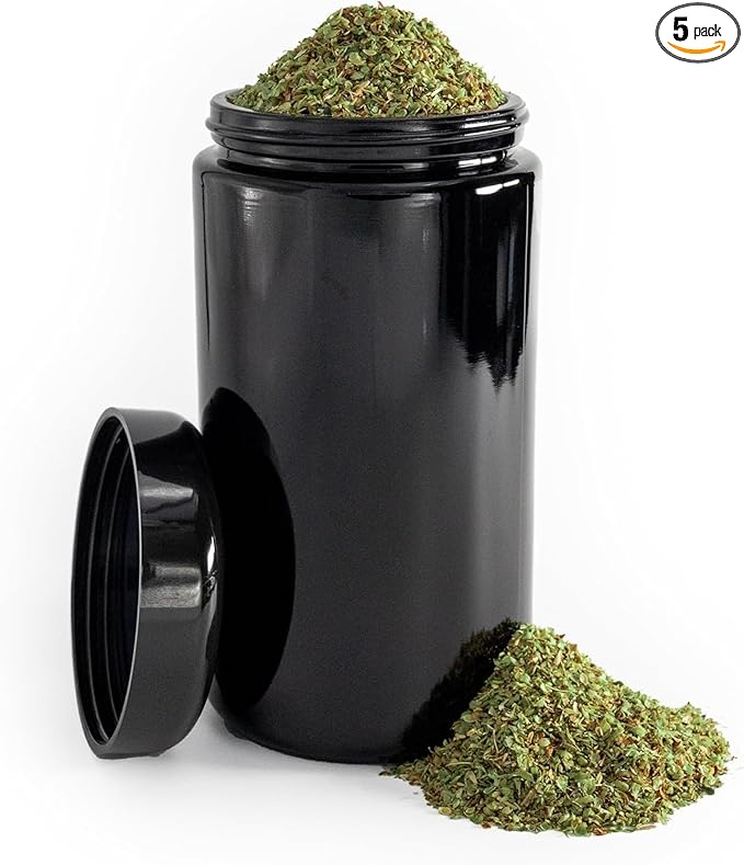 Infinity Jars, 500 ML (17 fl oz) Pack 5, Premium Airtight Ultraviolet Glass Jar Smell Proof, Antistatic, Light Blocking Container for Herbs, Coffee, Tea & Spices Durable, Travel-Friendly Storage