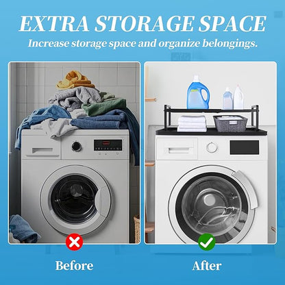 BALAPET Washer Dryer Countertop with Adjustable Shelf, Expandable Washer and Dryer Countertop with Non-Slip Mat, Universal Fit Large Space Laundry Room Organization(23.6x8.6x7in)