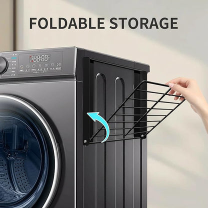 LEQ Clothes Drying Rack Magnetic Folding Shelf for Clothes and Towels, Magnet Rack Mount on Washing Machine Fridge, Durable Folding Rack for Laundry Room Bathroom Kitchen,Black