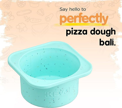 KEVJES PLUS 1000ml Pizza Dough Proofing Containers for DIY family Artisan Pizza, Food Grade Silicone Stackable Boxes with Lids, Freezer, Fridge, Dishwasher Safe-Sprinkles Pattern-3 Pack (Bondi Mint)